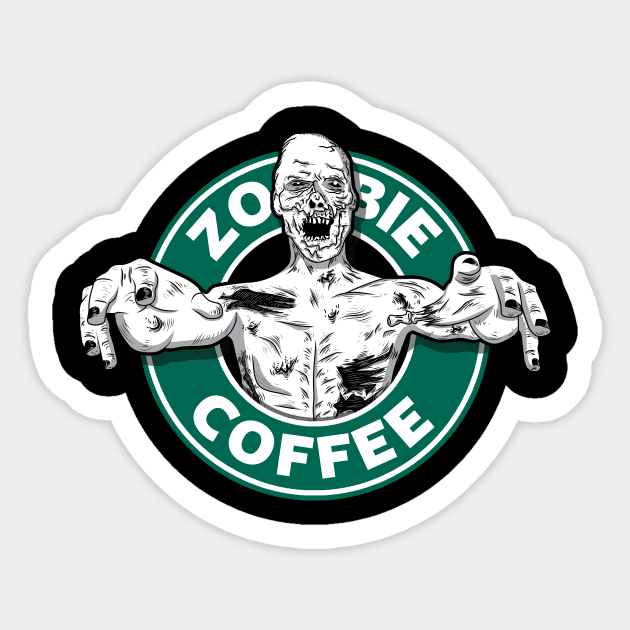 Zombie Coffee Sticker by Bomdesignz